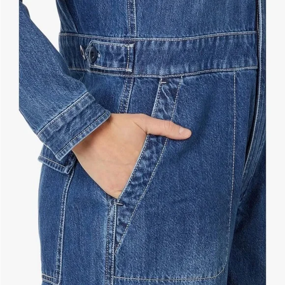 NWT Madewell Denim Blue Utility Jumpsuit Coveralls zip down size small - Picture 5 of 10